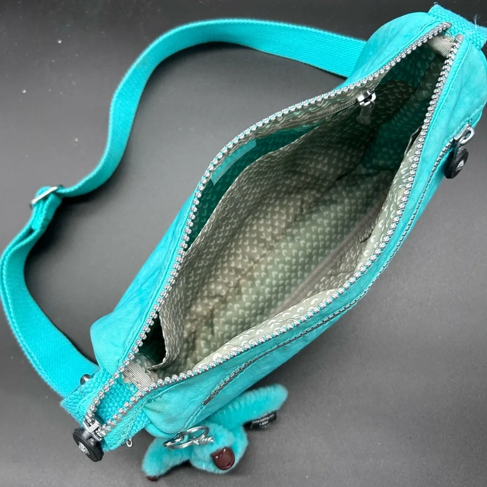 Kipling Aqua Crossbody Bag with Monkey Charm - Picture 3 of 4